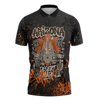 Personalized Arizona Zipper Polo Shirt Graffiti Street Art Southwest Cactus Route 66 Retro
