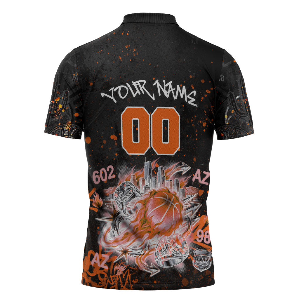 Personalized Arizona Zipper Polo Shirt Graffiti Street Art Southwest Cactus Route 66 Retro