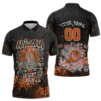 Personalized Arizona Zipper Polo Shirt Graffiti Street Art Southwest Cactus Route 66 Retro