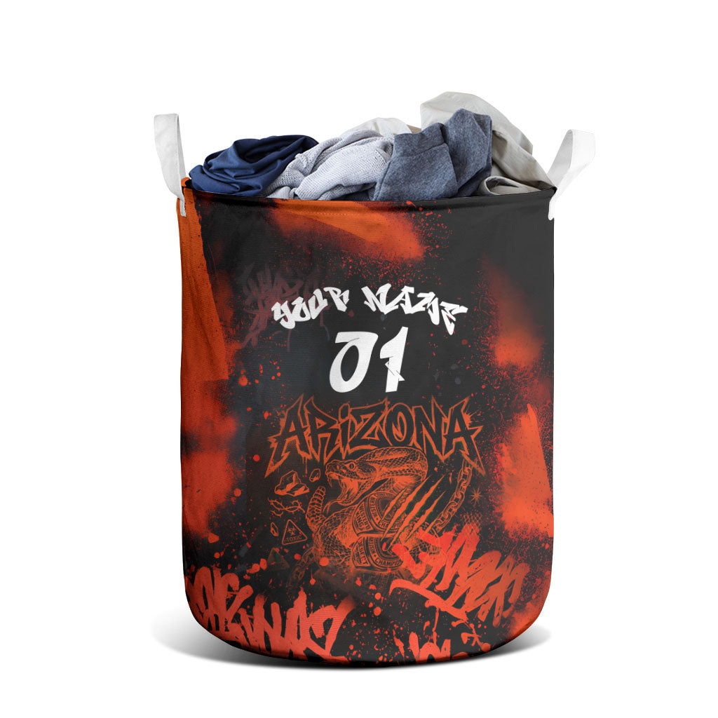 Personalized Arizona Street Graffiti Laundry Basket Urban Phoenix Underground Art Phoenix Bird Rattlesnake