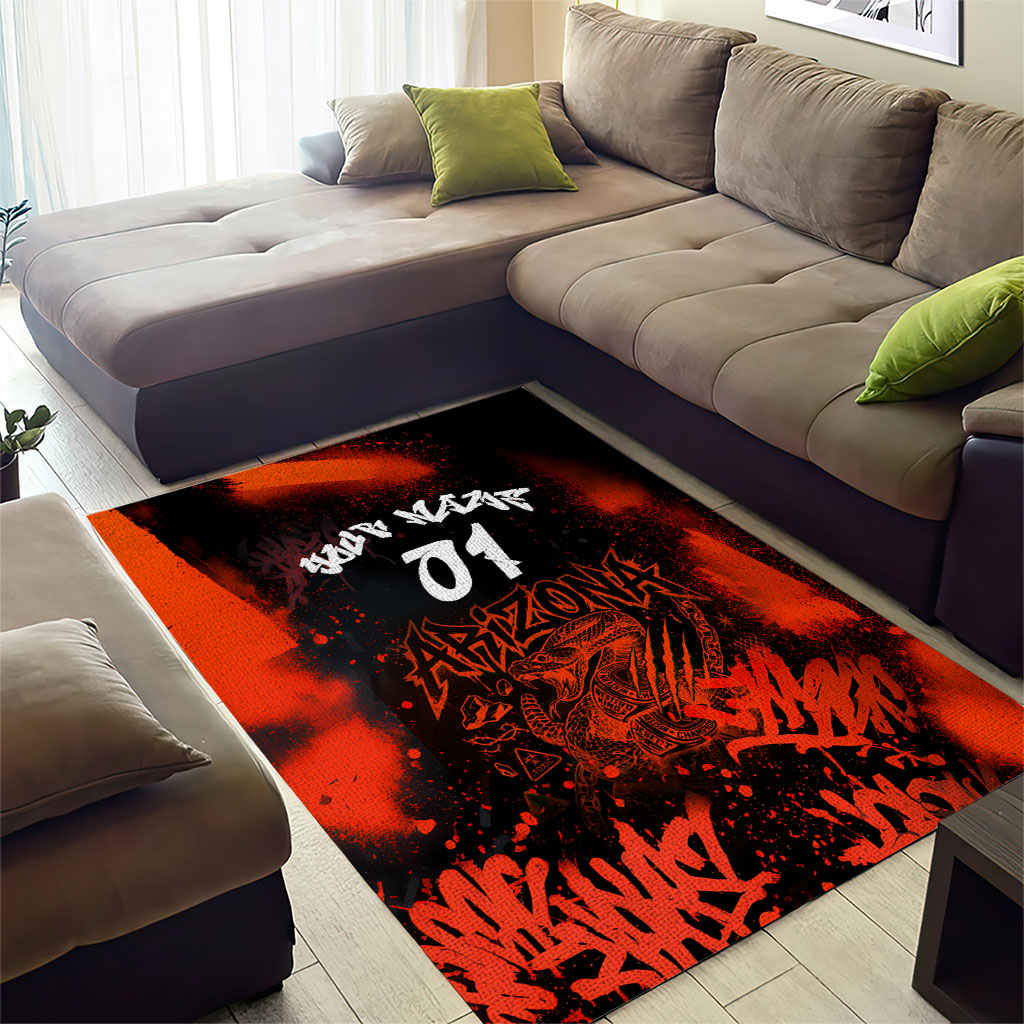 Personalized Arizona Street Graffiti Area Rug Urban Phoenix Underground Art Phoenix Bird Rattlesnake