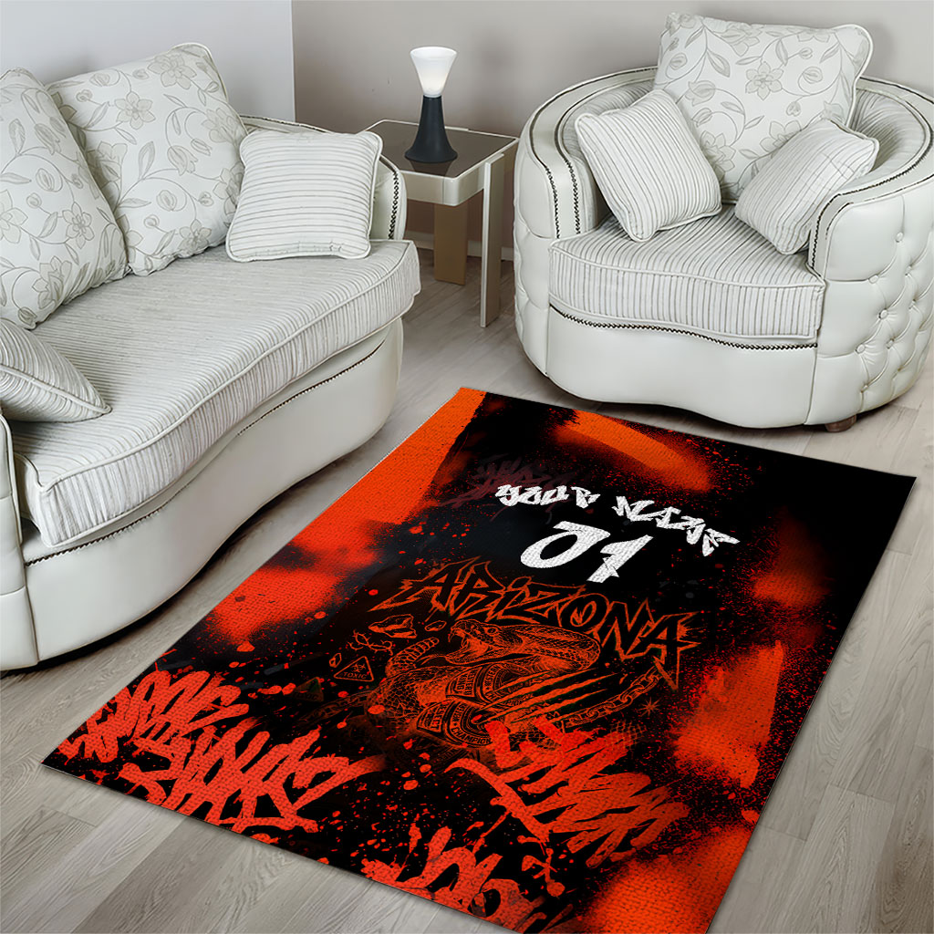 Personalized Arizona Street Graffiti Area Rug Urban Phoenix Underground Art Phoenix Bird Rattlesnake