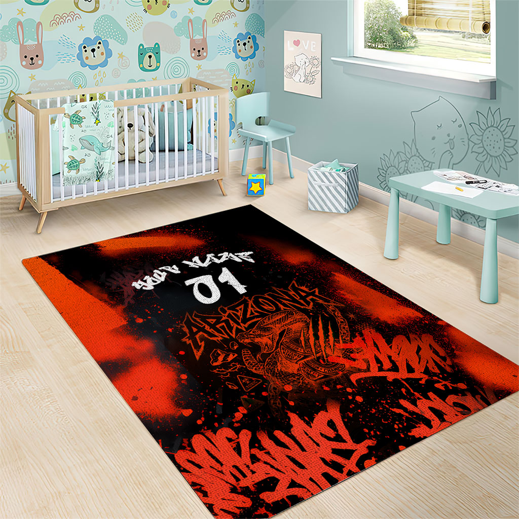 Personalized Arizona Street Graffiti Area Rug Urban Phoenix Underground Art Phoenix Bird Rattlesnake
