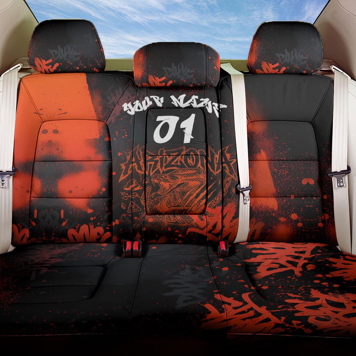 Personalized Arizona Street Graffiti Back Car Seat Cover Urban Phoenix Underground Art Phoenix Bird Rattlesnake