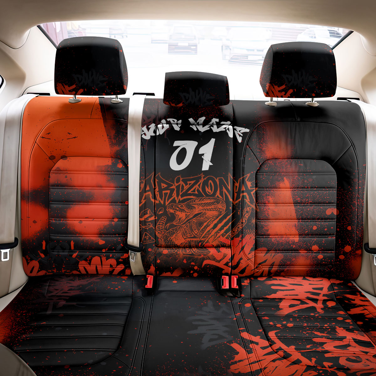 Personalized Arizona Street Graffiti Back Car Seat Cover Urban Phoenix Underground Art Phoenix Bird Rattlesnake
