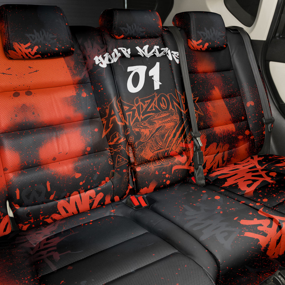 Personalized Arizona Street Graffiti Back Car Seat Cover Urban Phoenix Underground Art Phoenix Bird Rattlesnake