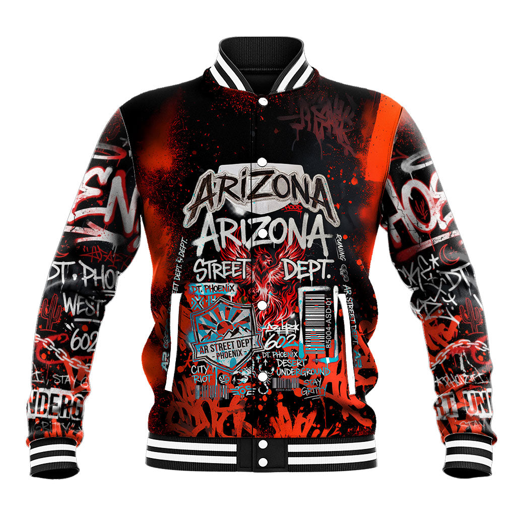 Personalized Arizona Street Graffiti Baseball Jacket Urban Phoenix Underground Art Phoenix Bird Rattlesnake