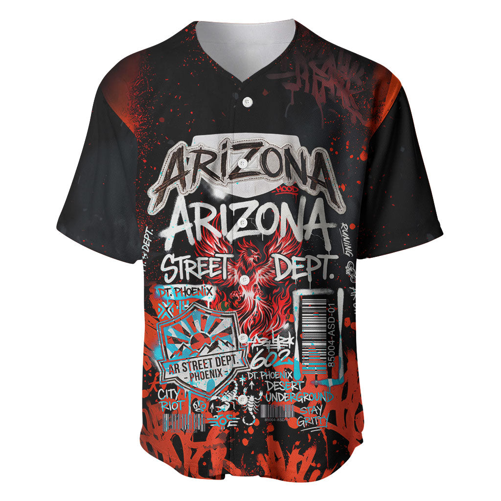Personalized Arizona Street Graffiti Baseball Jersey Urban Phoenix Underground Art Phoenix Bird Rattlesnake