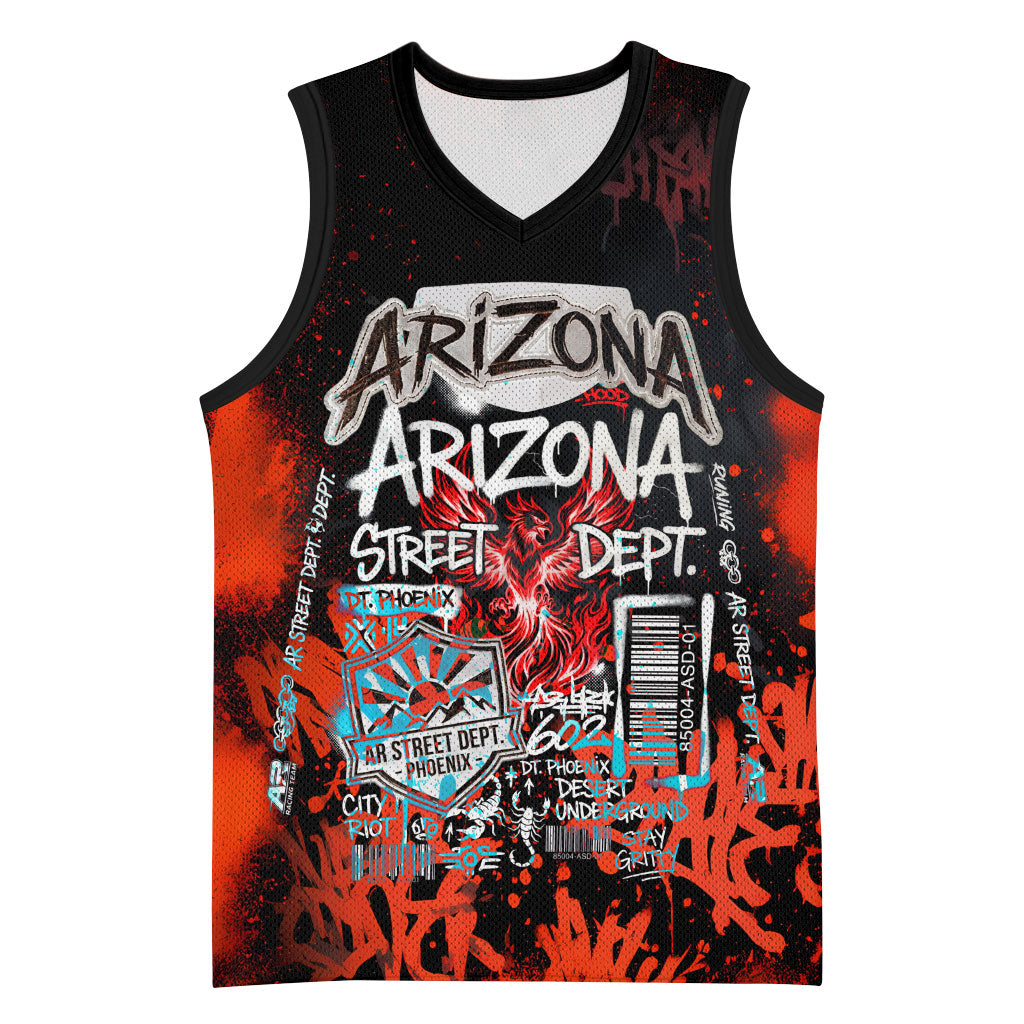 Personalized Arizona Street Graffiti Basketball Jersey Urban Phoenix Underground Art Phoenix Bird Rattlesnake