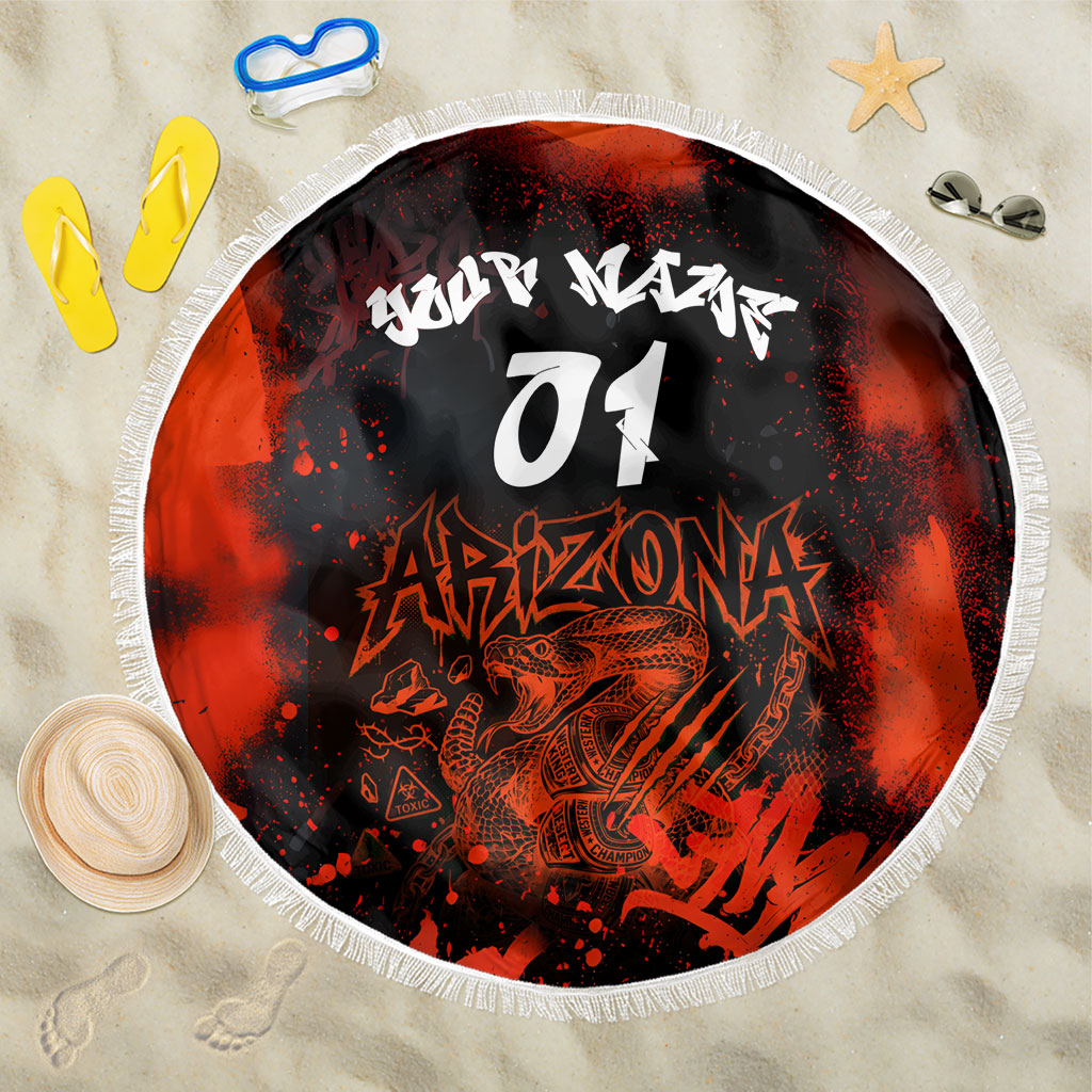 Personalized Arizona Street Graffiti Beach Blanket Urban Phoenix Underground Art Phoenix Bird Rattlesnake