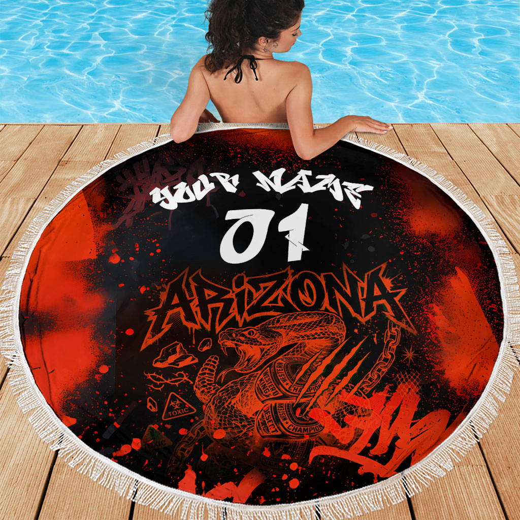 Personalized Arizona Street Graffiti Beach Blanket Urban Phoenix Underground Art Phoenix Bird Rattlesnake