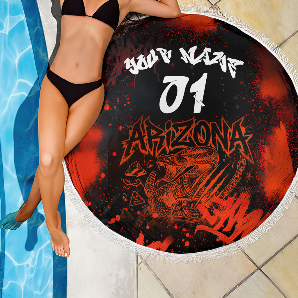 Personalized Arizona Street Graffiti Beach Blanket Urban Phoenix Underground Art Phoenix Bird Rattlesnake