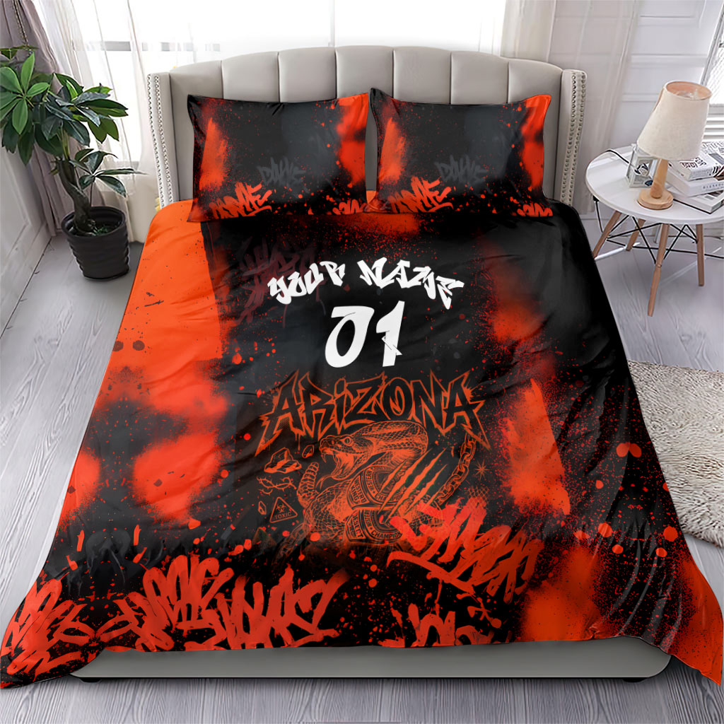 Personalized Arizona Street Graffiti Bedding Set Urban Phoenix Underground Art Phoenix Bird Rattlesnake
