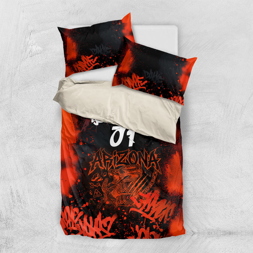 Personalized Arizona Street Graffiti Bedding Set Urban Phoenix Underground Art Phoenix Bird Rattlesnake