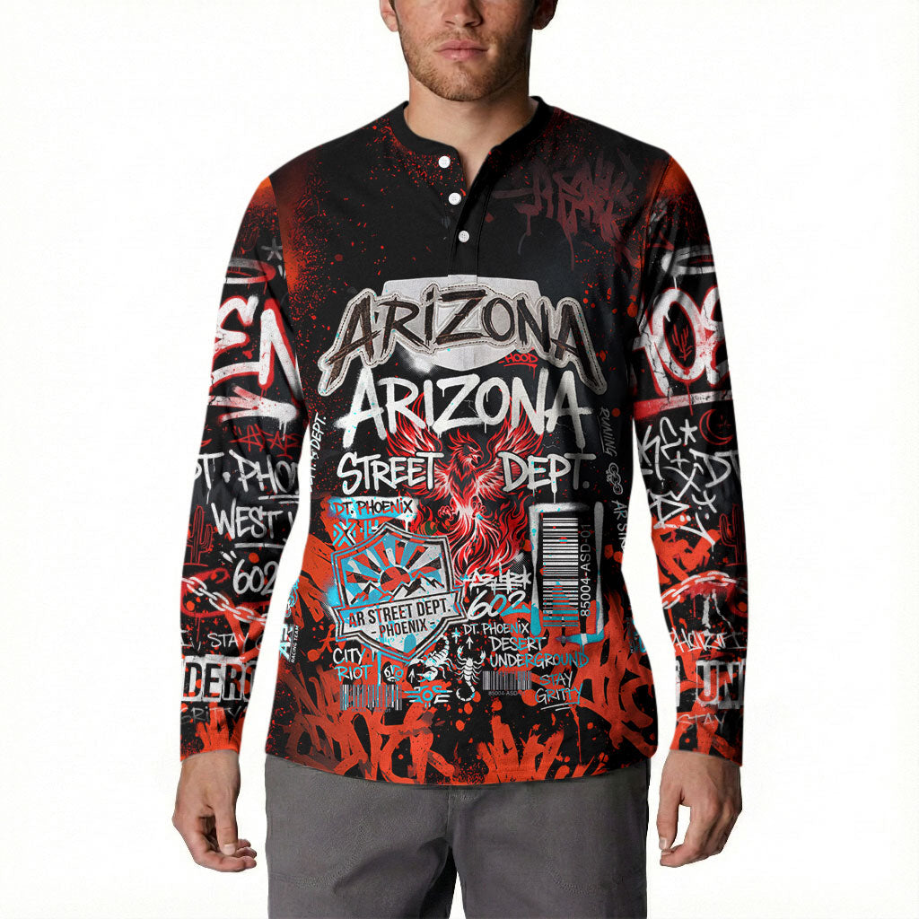 Personalized Arizona Street Graffiti Button Sweatshirt Urban Phoenix Underground Art Phoenix Bird Rattlesnake