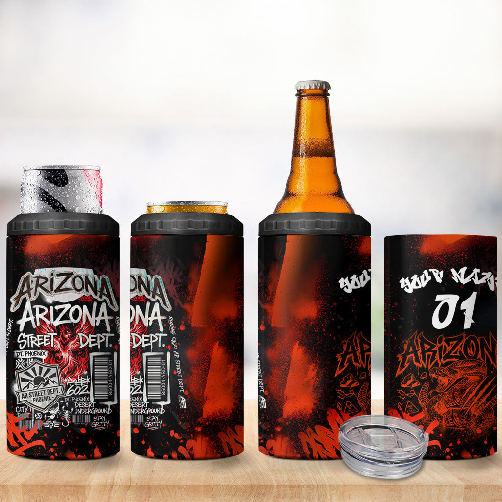 Personalized Arizona Street Graffiti 4 in 1 Can Cooler Tumbler Urban Phoenix Underground Art Phoenix Bird Rattlesnake