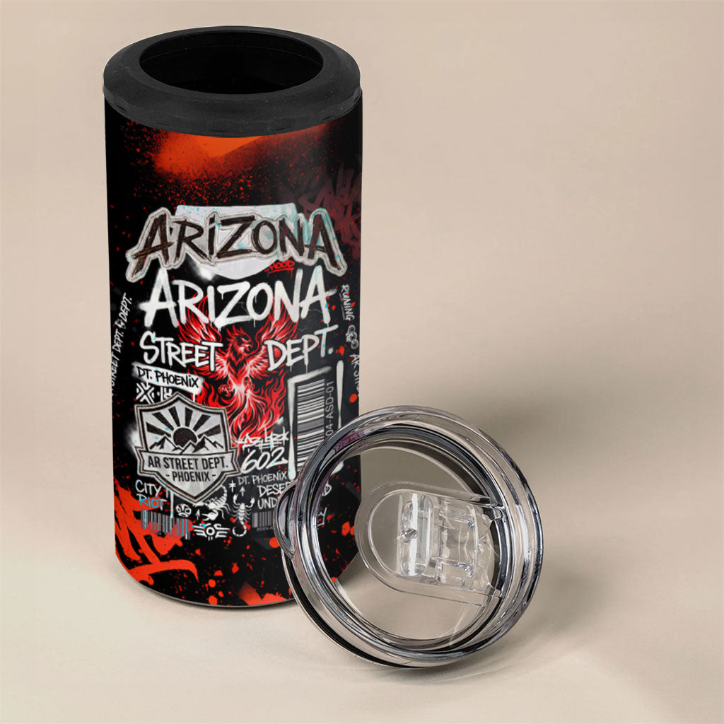 Personalized Arizona Street Graffiti 4 in 1 Can Cooler Tumbler Urban Phoenix Underground Art Phoenix Bird Rattlesnake