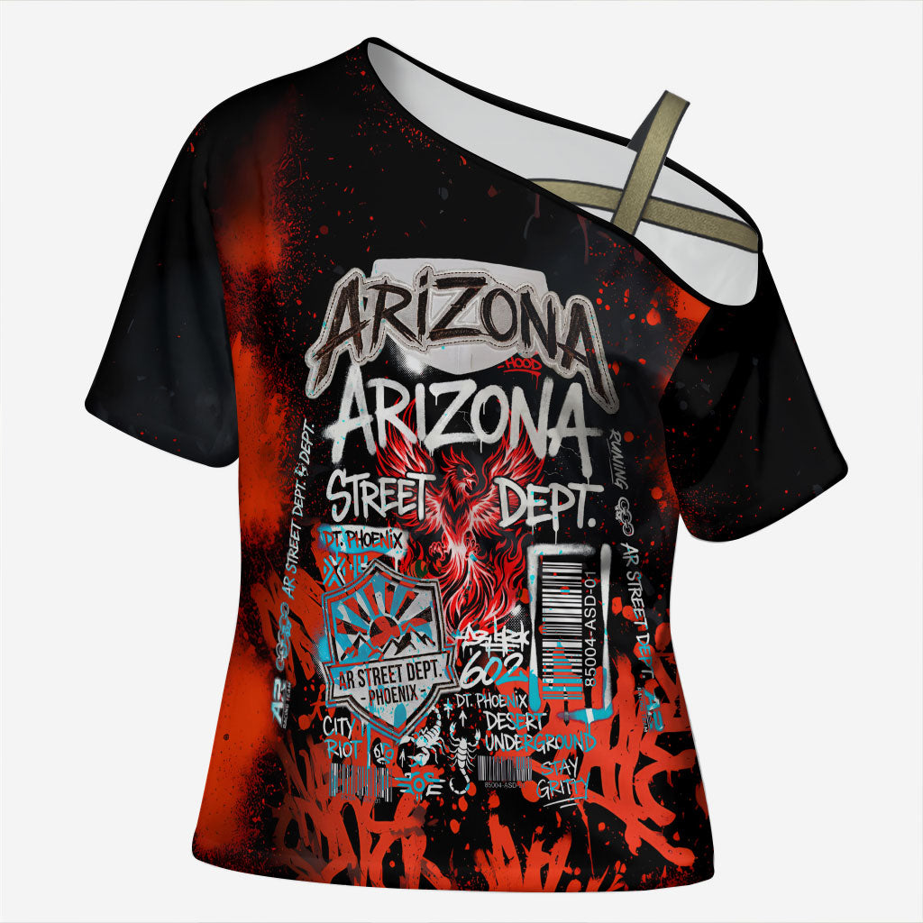 Personalized Arizona Street Graffiti Cross Shoulder Shirt Urban Phoenix Underground Art Phoenix Bird Rattlesnake