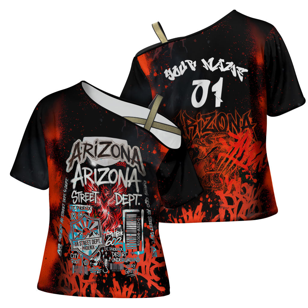 Personalized Arizona Street Graffiti Cross Shoulder Shirt Urban Phoenix Underground Art Phoenix Bird Rattlesnake