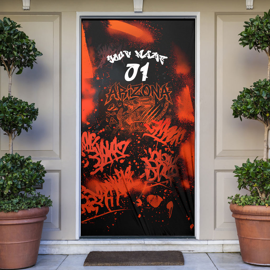 Personalized Arizona Street Graffiti Door Cover Urban Phoenix Underground Art Phoenix Bird Rattlesnake