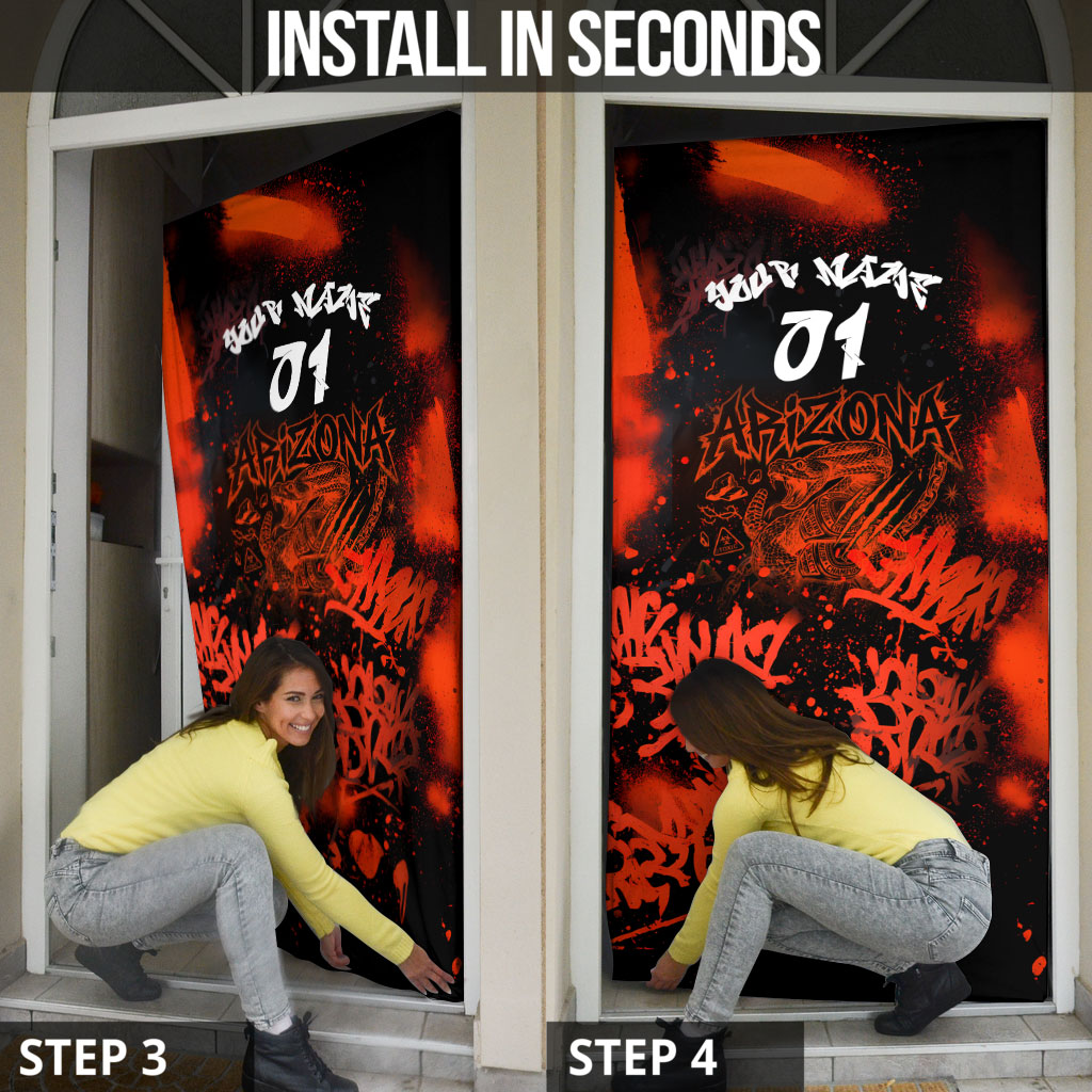 Personalized Arizona Street Graffiti Door Cover Urban Phoenix Underground Art Phoenix Bird Rattlesnake