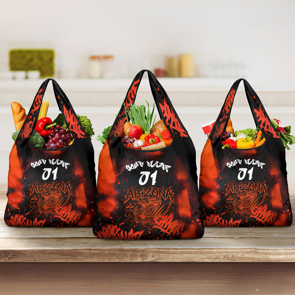Personalized Arizona Street Graffiti Grocery Bag Urban Phoenix Underground Art Phoenix Bird Rattlesnake