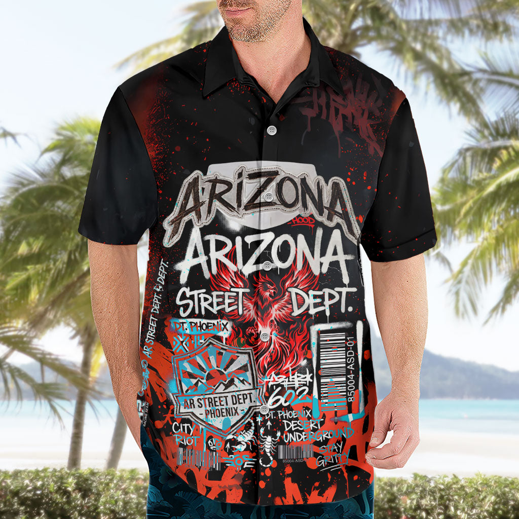 Personalized Arizona Street Graffiti Hawaiian Shirt Urban Phoenix Underground Art Phoenix Bird Rattlesnake