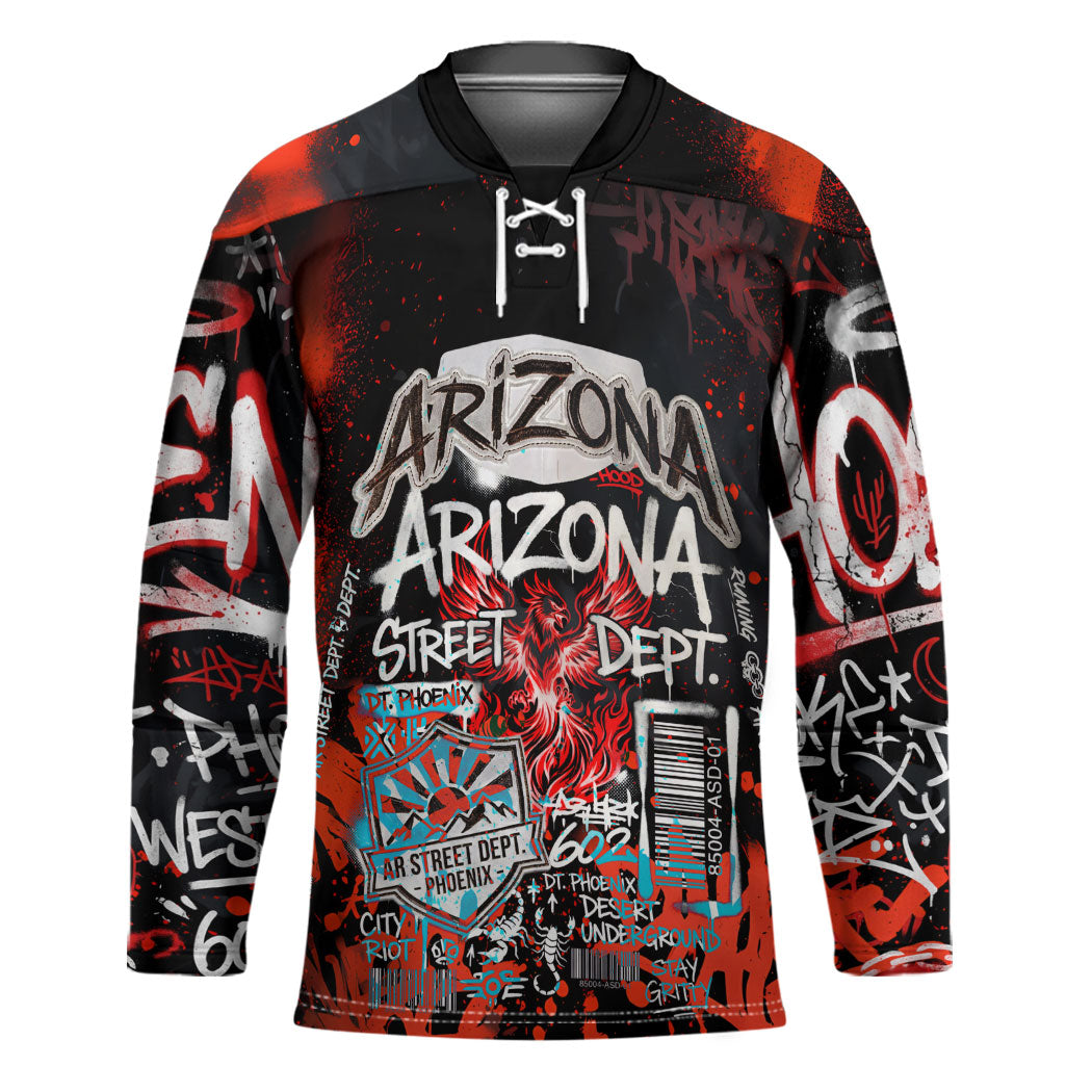 Personalized Arizona Street Graffiti Hockey Jersey Urban Phoenix Underground Art Phoenix Bird Rattlesnake
