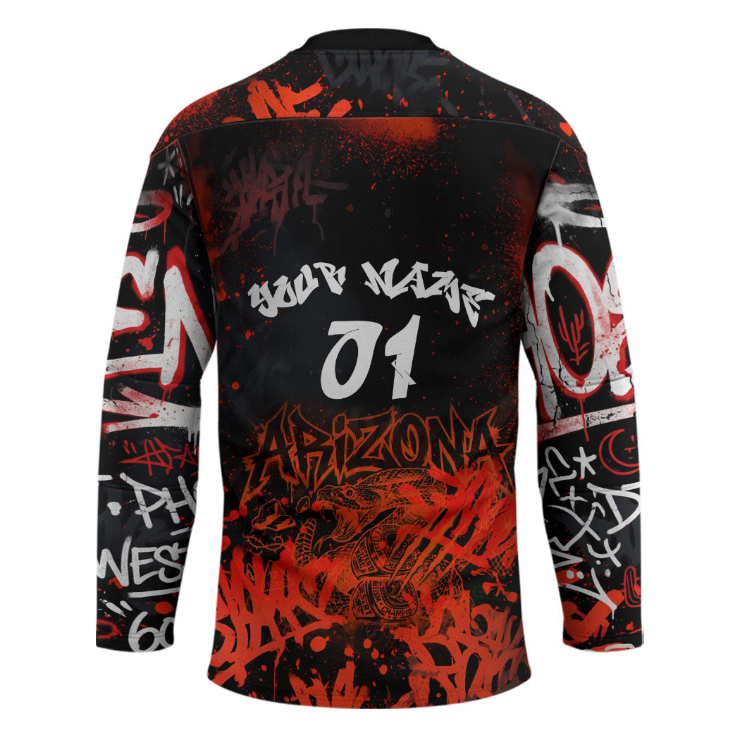 Personalized Arizona Street Graffiti Hockey Jersey Urban Phoenix Underground Art Phoenix Bird Rattlesnake