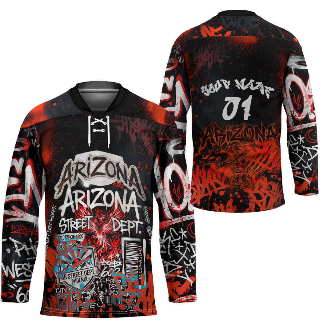 Personalized Arizona Street Graffiti Hockey Jersey Urban Phoenix Underground Art Phoenix Bird Rattlesnake