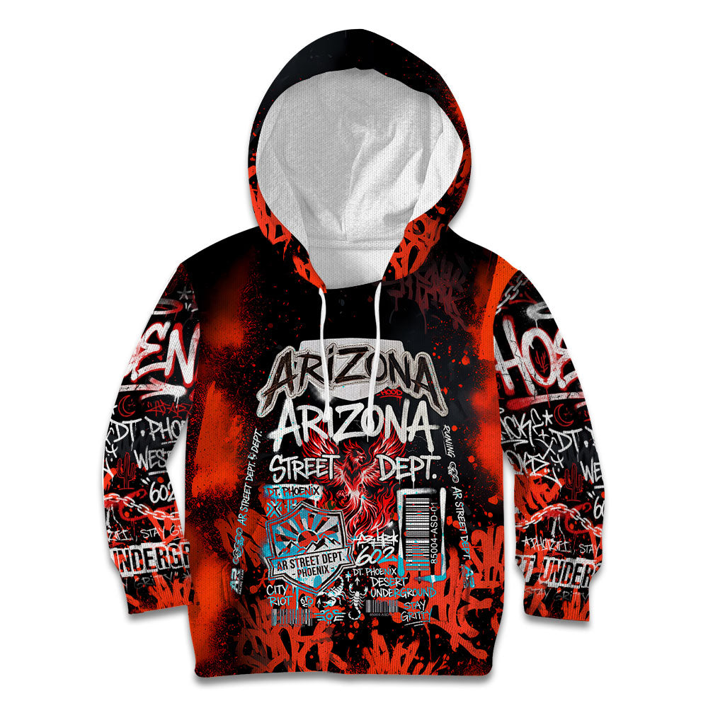 Personalized Arizona Street Graffiti Kid Hoodie Urban Phoenix Underground Art Phoenix Bird Rattlesnake