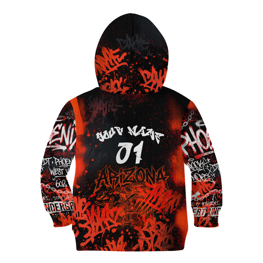 Personalized Arizona Street Graffiti Kid Hoodie Urban Phoenix Underground Art Phoenix Bird Rattlesnake