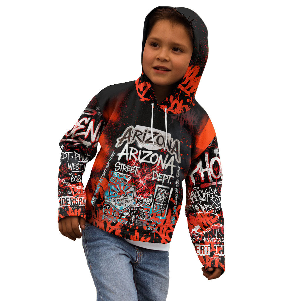 Personalized Arizona Street Graffiti Kid Hoodie Urban Phoenix Underground Art Phoenix Bird Rattlesnake