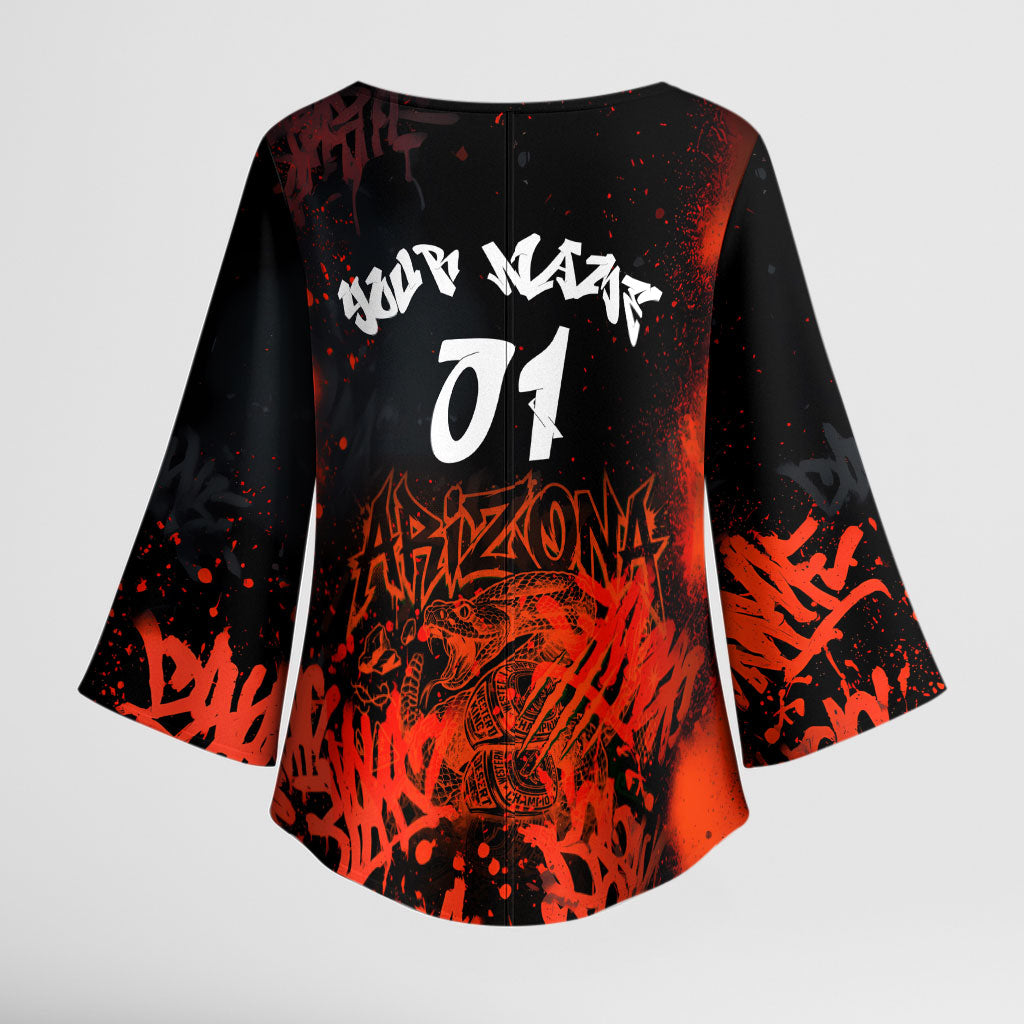Personalized Arizona Street Graffiti Kimono Sleeve Blouse Urban Phoenix Underground Art Phoenix Bird Rattlesnake