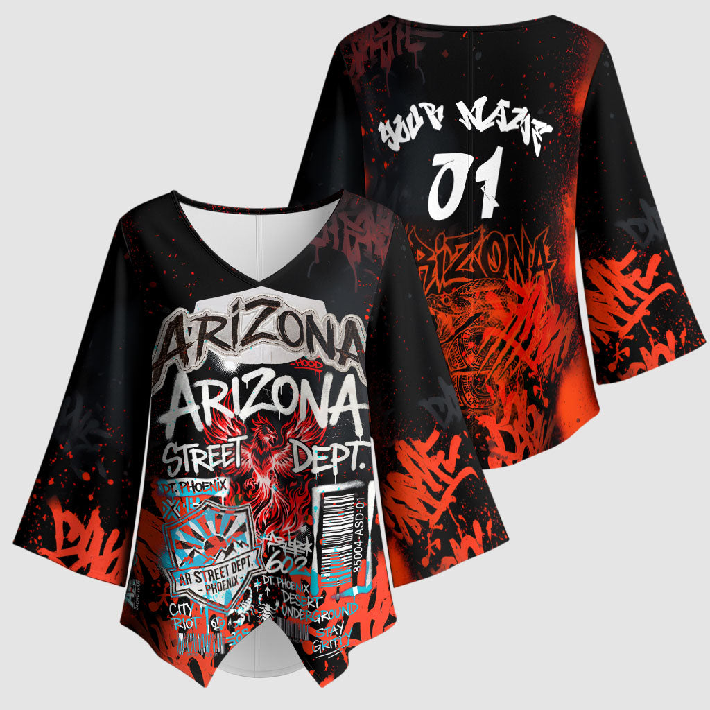 Personalized Arizona Street Graffiti Kimono Sleeve Blouse Urban Phoenix Underground Art Phoenix Bird Rattlesnake