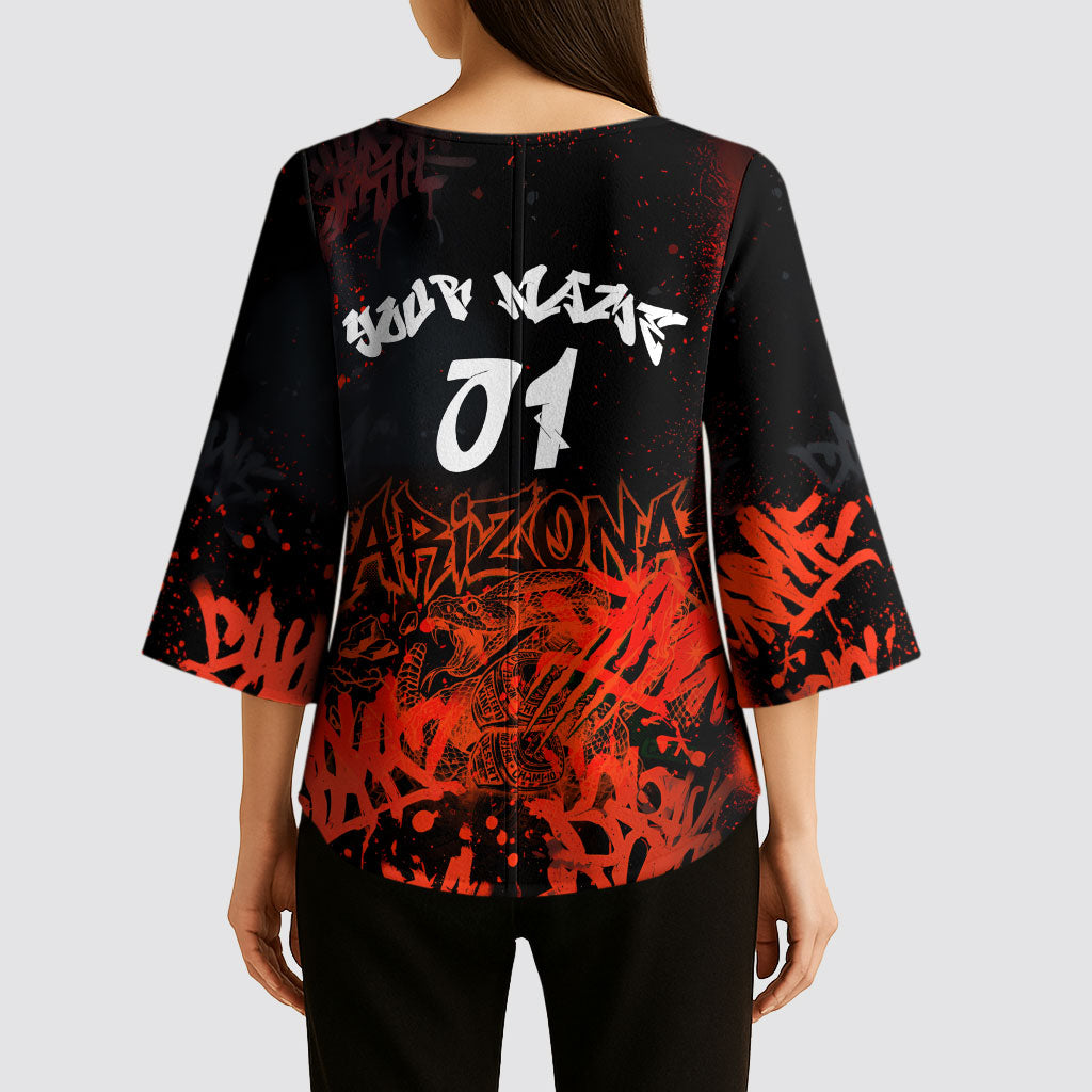 Personalized Arizona Street Graffiti Kimono Sleeve Blouse Urban Phoenix Underground Art Phoenix Bird Rattlesnake