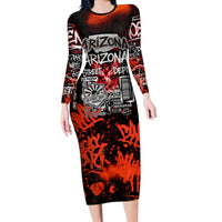 Personalized Arizona Street Graffiti Long Sleeve Bodycon Dress Urban Phoenix Underground Art Phoenix Bird Rattlesnake