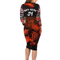 Personalized Arizona Street Graffiti Long Sleeve Bodycon Dress Urban Phoenix Underground Art Phoenix Bird Rattlesnake