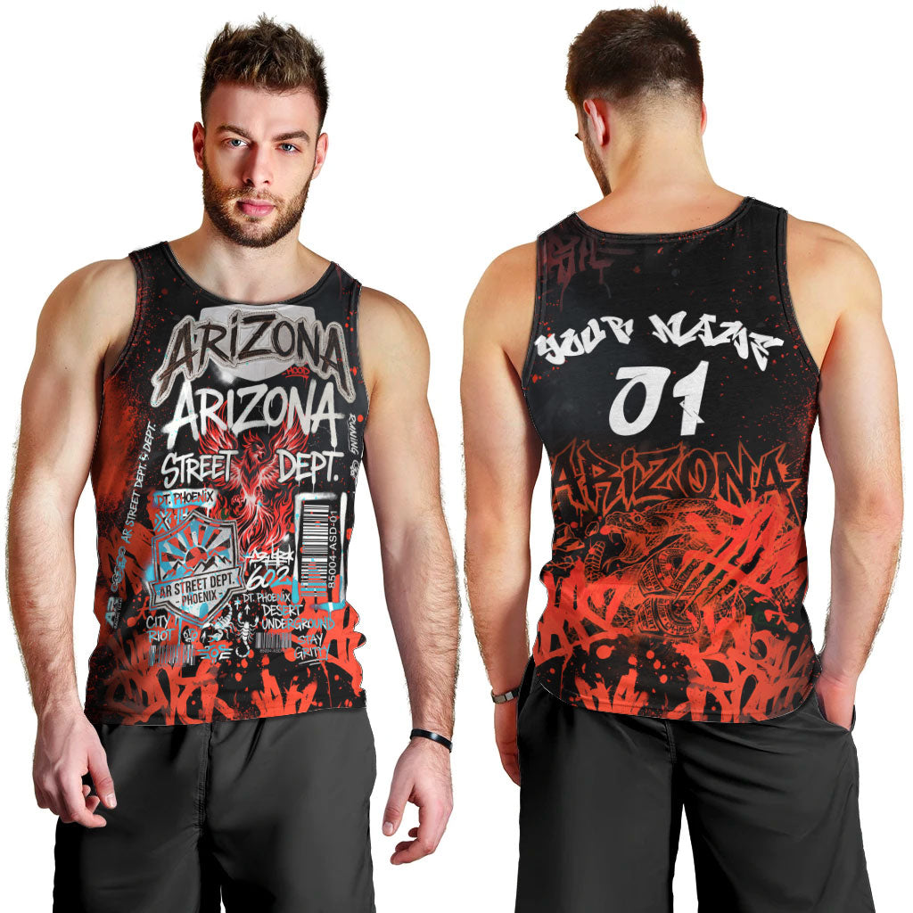Personalized Arizona Street Graffiti Men Tank Top Urban Phoenix Underground Art Phoenix Bird Rattlesnake