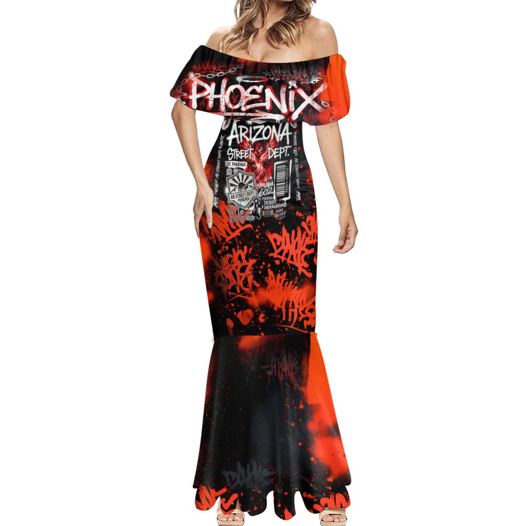Personalized Arizona Street Graffiti Mermaid Dress Urban Phoenix Underground Art Phoenix Bird Rattlesnake