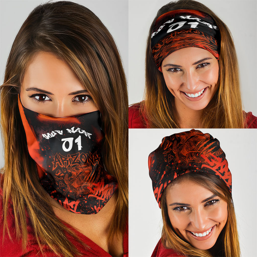 Personalized Arizona Street Graffiti Neck Gaiter Urban Phoenix Underground Art Phoenix Bird Rattlesnake