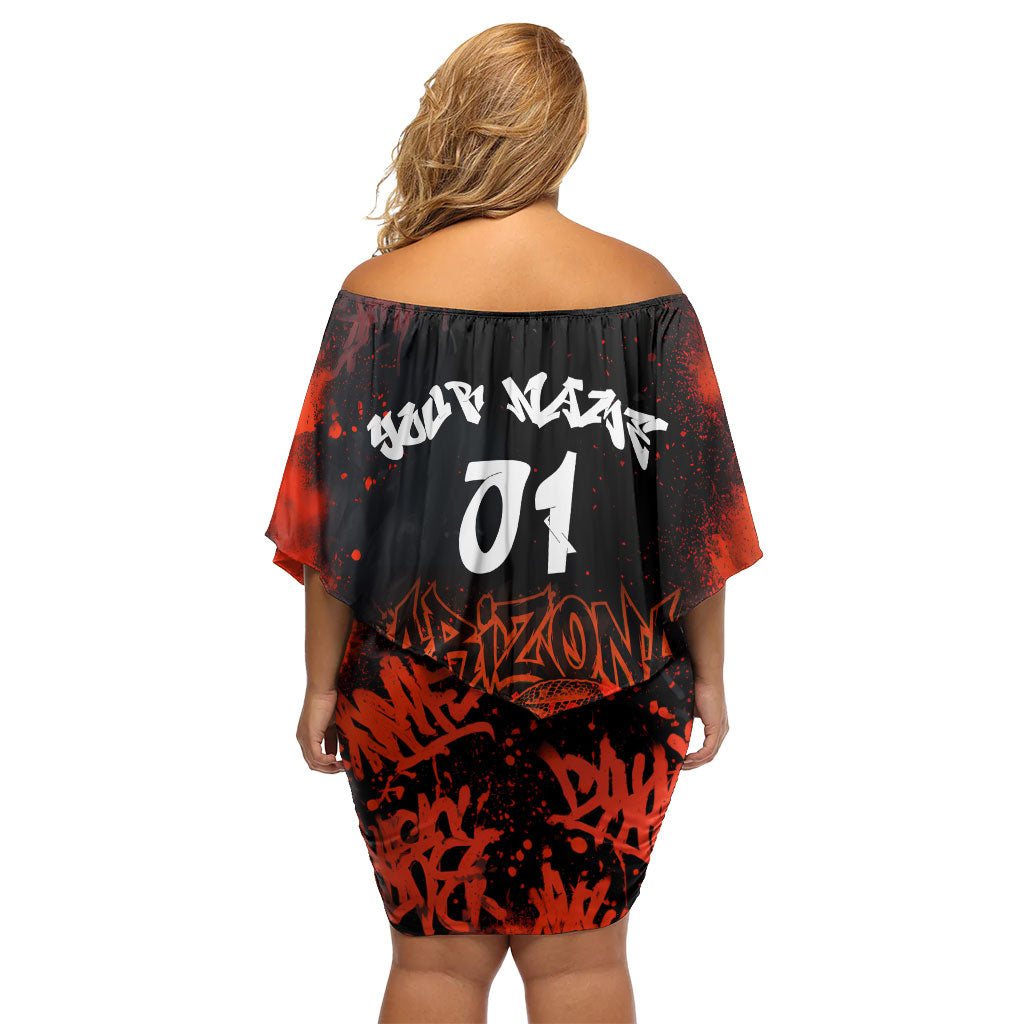Personalized Arizona Street Graffiti Off Shoulder Short Dress Urban Phoenix Underground Art Phoenix Bird Rattlesnake