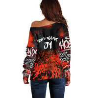 Personalized Arizona Street Graffiti Off Shoulder Sweater Urban Phoenix Underground Art Phoenix Bird Rattlesnake