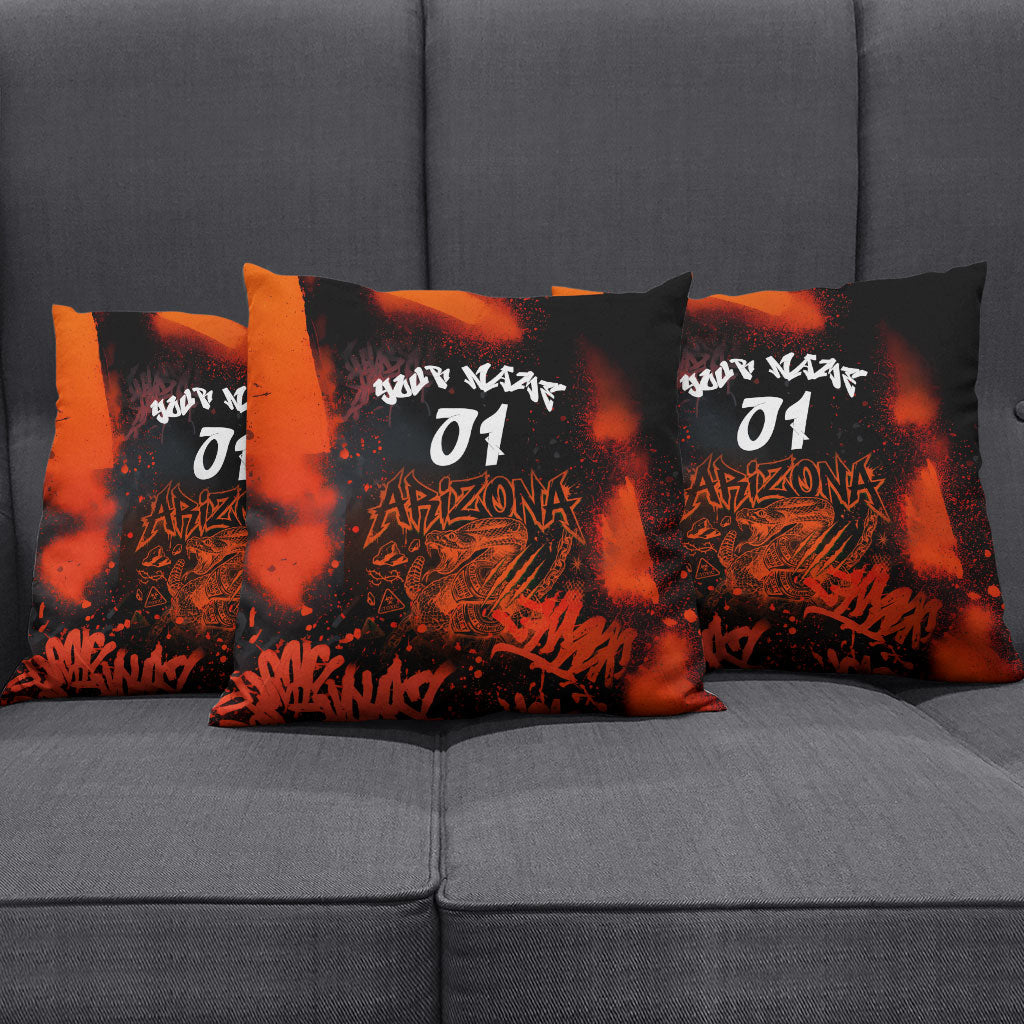Personalized Arizona Street Graffiti Pillow Cover Urban Phoenix Underground Art Phoenix Bird Rattlesnake