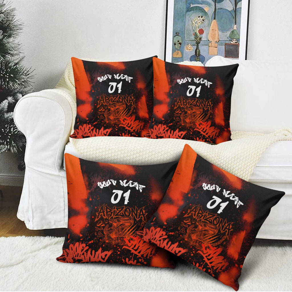 Personalized Arizona Street Graffiti Pillow Cover Urban Phoenix Underground Art Phoenix Bird Rattlesnake