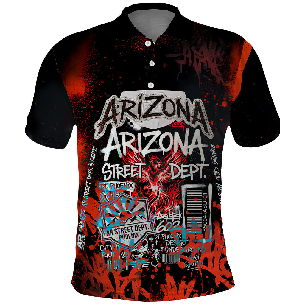 Personalized Arizona Street Graffiti Polo Shirt Urban Phoenix Underground Art Phoenix Bird Rattlesnake