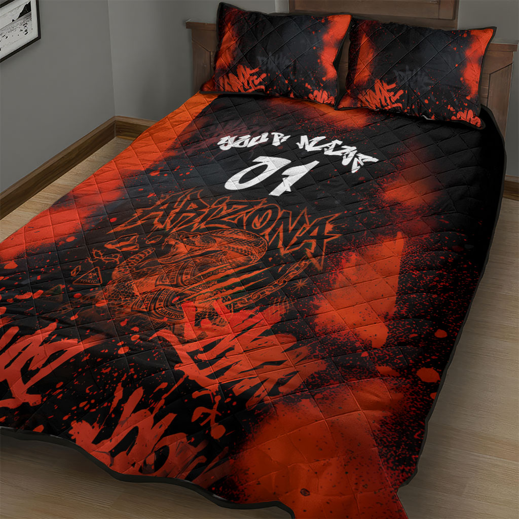 Personalized Arizona Street Graffiti Quilt Bed Set Urban Phoenix Underground Art Phoenix Bird Rattlesnake