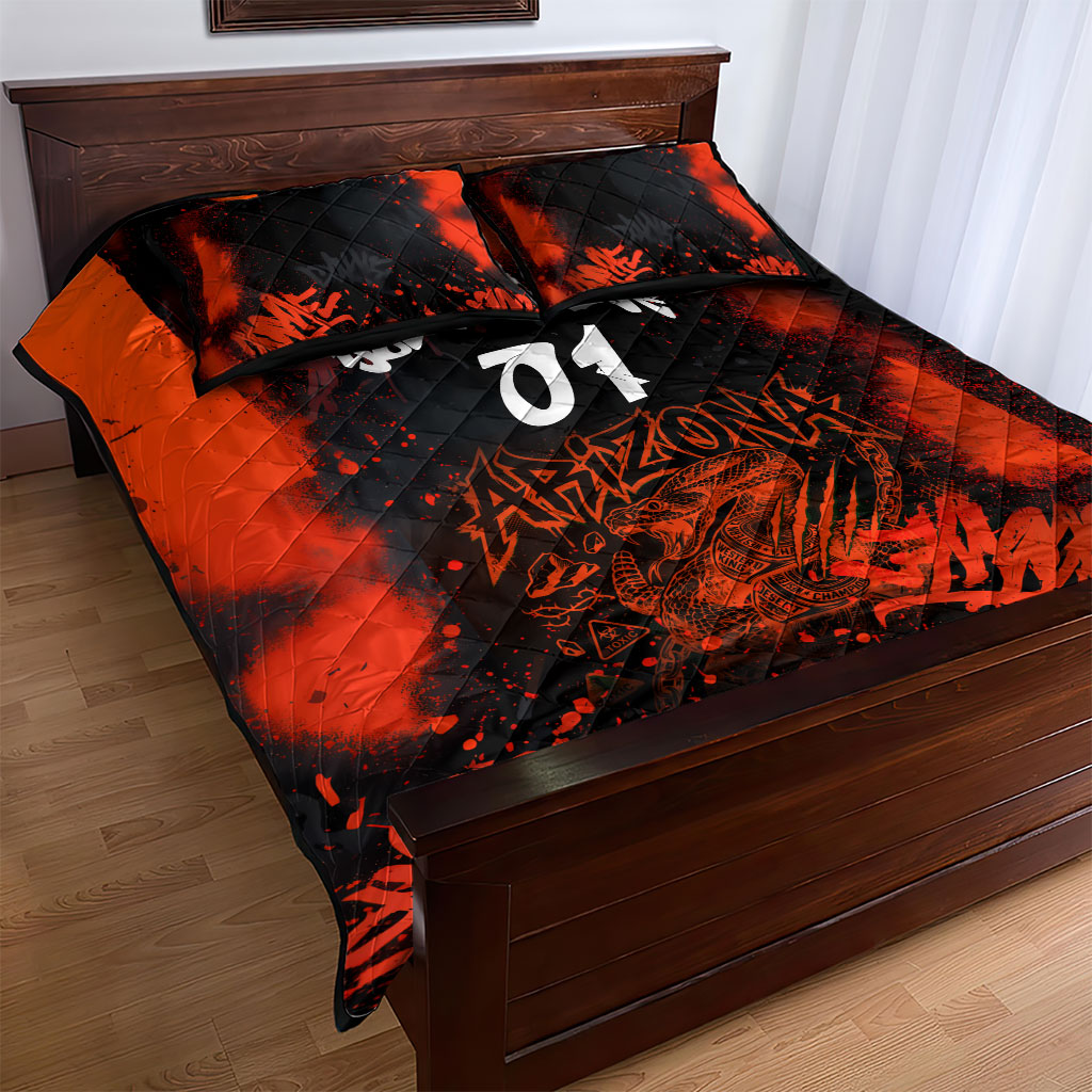 Personalized Arizona Street Graffiti Quilt Bed Set Urban Phoenix Underground Art Phoenix Bird Rattlesnake