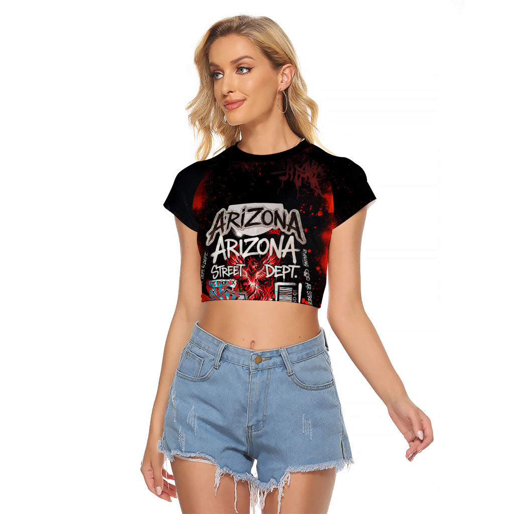 Personalized Arizona Street Graffiti Raglan Cropped T Shirt Urban Phoenix Underground Art Phoenix Bird Rattlesnake
