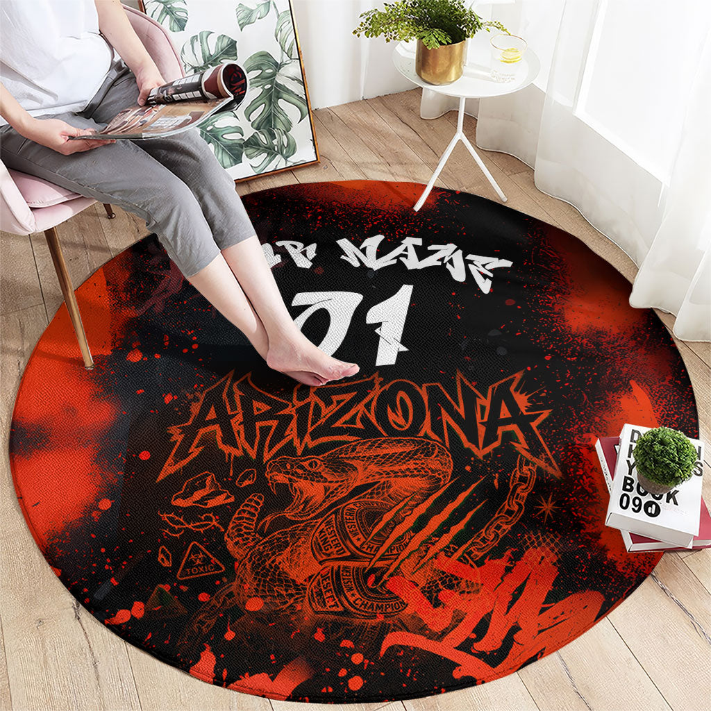 Personalized Arizona Street Graffiti Round Carpet Urban Phoenix Underground Art Phoenix Bird Rattlesnake